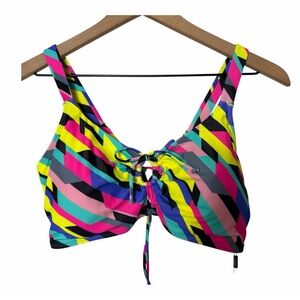 Ocean Blues Multicolor Bikini Top Size XL NWT